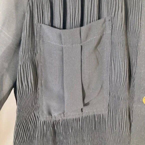 Womens Ganni Pleated Georgette‎ Shirt Dress Black 2/EU34 Crinkled Polyester - Picture 5 of 11